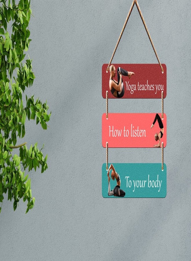 SAF Wall Hanging-Yoga TeachesTou,How To Listen,To Your Body Wall Art MDF Wooden Wall Hanger for Living Room | Bedroom | Office | Gift | Wall Hanging For Home Decoration | Canvas Painting WH-093 - Image 4