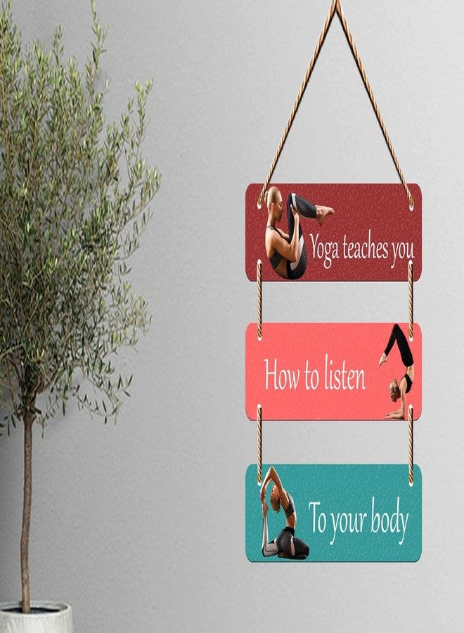 SAF Wall Hanging-Yoga TeachesTou,How To Listen,To Your Body Wall Art MDF Wooden Wall Hanger for Living Room | Bedroom | Office | Gift | Wall Hanging For Home Decoration | Canvas Painting WH-093 - Image 3