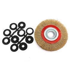 BRUSH HOUSE Brush House 6Inch Steel Wire Wheel Brush with Adaptor Rings for Bench Grinder Rust Removal Surface Preparation Metal Finishing Polishing Engine Parts Tire Cleaning Tool - Image 2