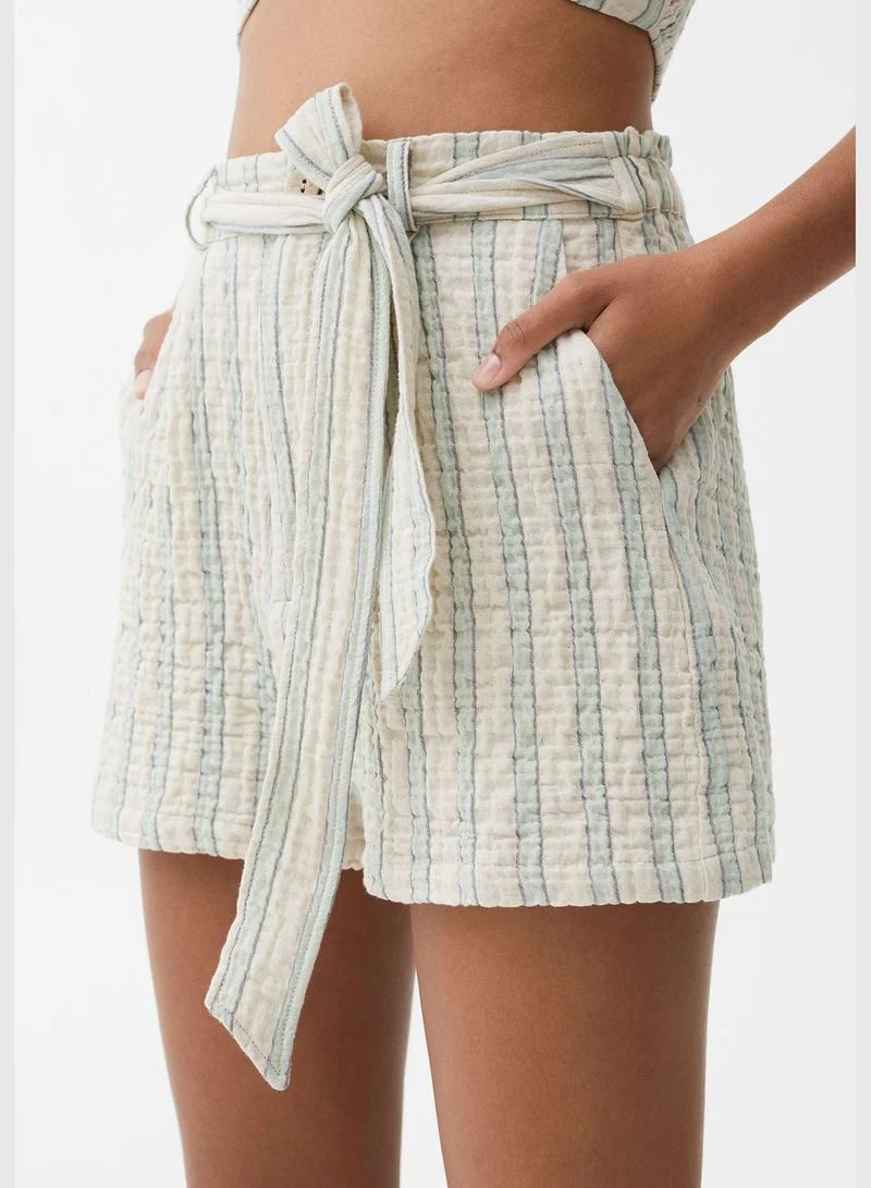 PULL&BEAR Rustic Bermuda shorts with turquoise stripes