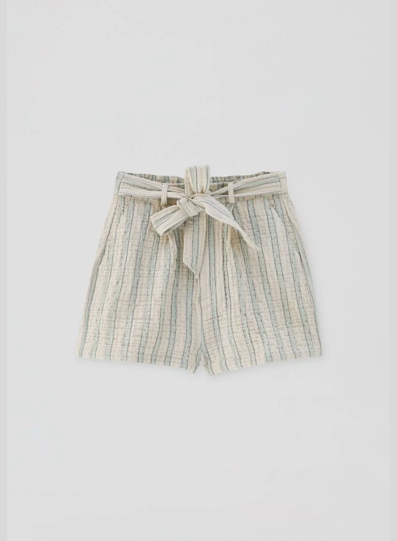 PULL&BEAR Rustic Bermuda shorts with turquoise stripes