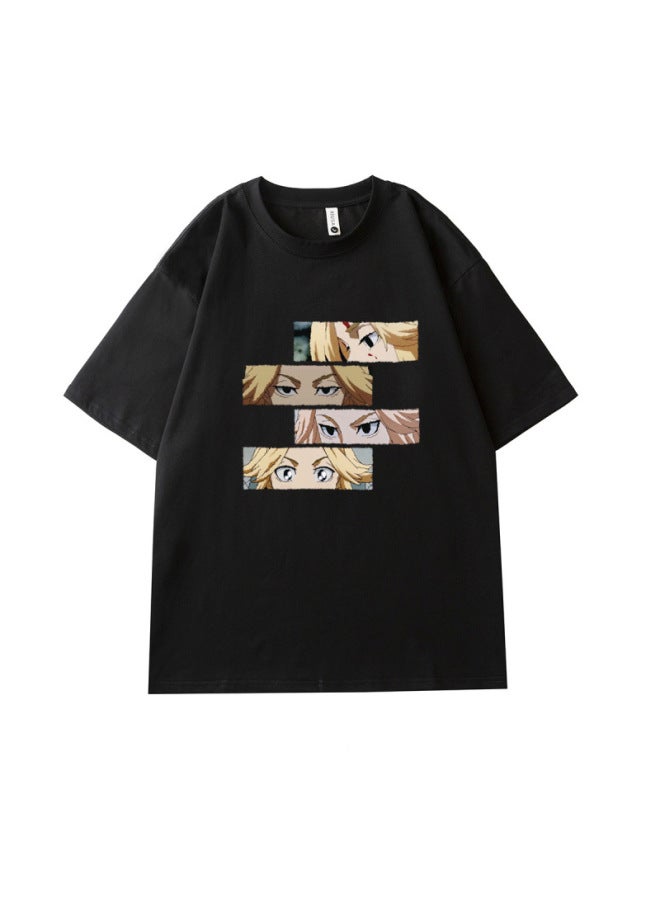 European And American Smooth Silky Cotton Short Sleeve T-shirt Men Vintage American Print Summer Top Ice Silk Tee