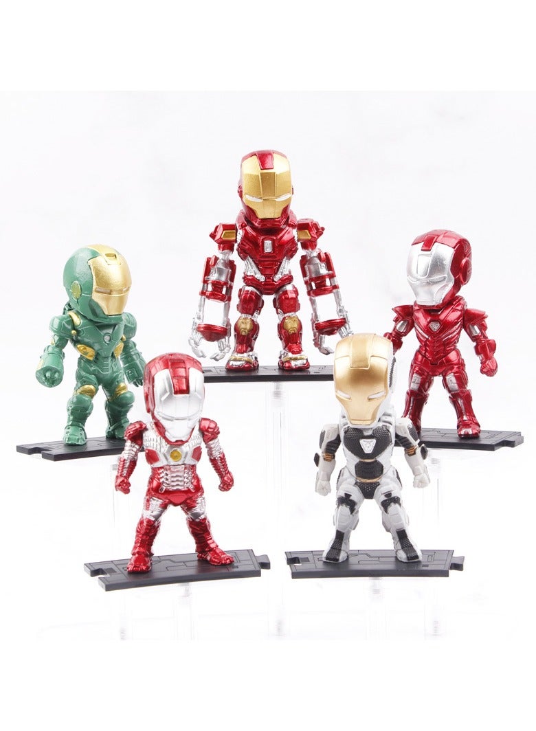 عام "مجموعة تماثيل آيرون مان (5 قطع) - مجسمات تزيين لكعكات أعياد الميلاد، ديكورات طاولة وهدايا مميزة!" - Image 1