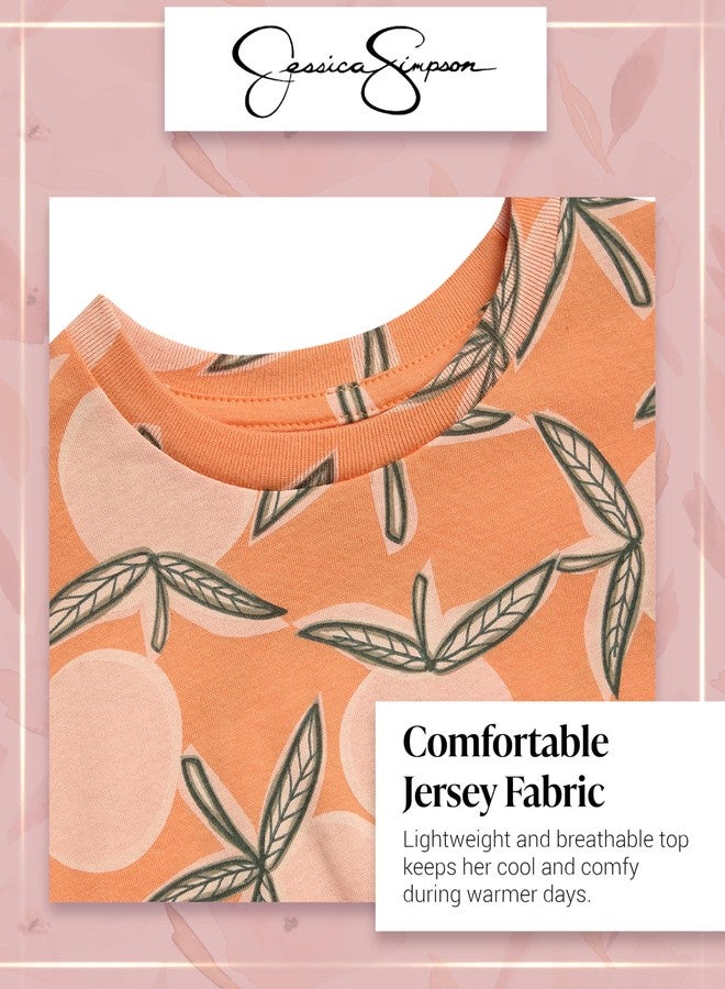 Jessica Simpson Baby Girls Shorts Set - 2 Piece Short Sleeve Top and Matching Cotton Biker Shorts for Infants & Toddlers, Size 3T, Orange - Image 5