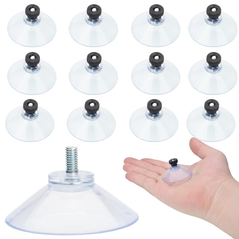 AccEncyc Suction Cup 40 mm Glass Suction Pads Clear PVC Sucker Pads Suction Holder Without Hooks for Bathroom Wall Door Glass Window Car Shade Black 12pcs