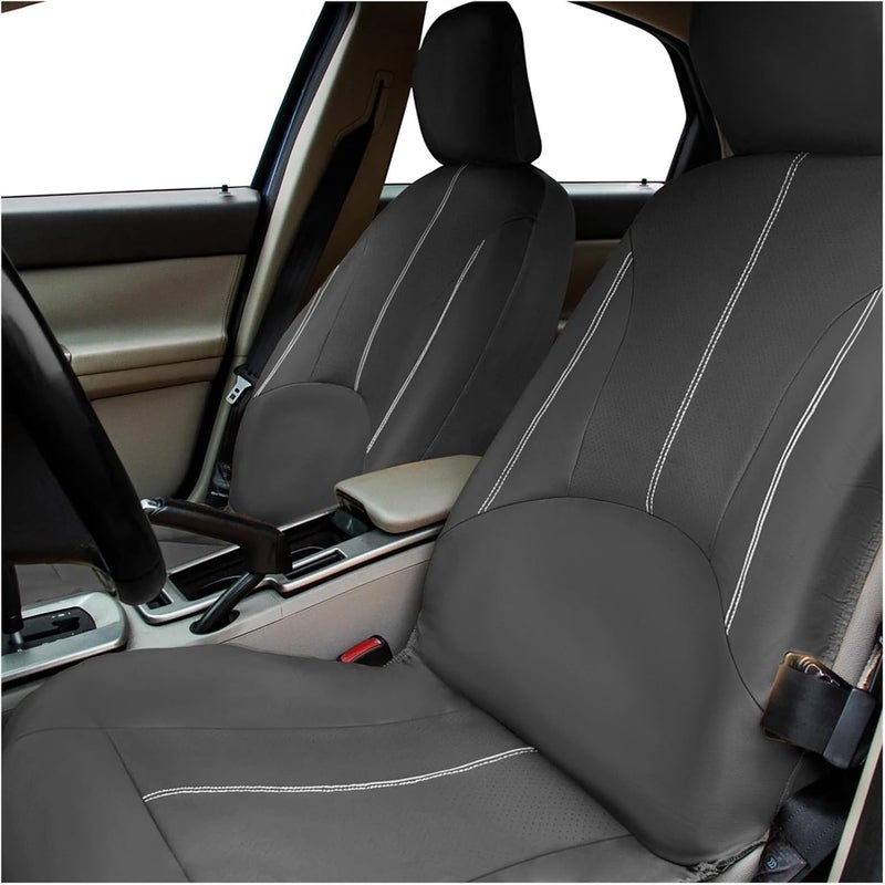 Car Seat Cover Set Breathable PU Vehicle Seat Cushion Full Surround Cover Compatible with Car Full Protection Pad Fit 5-Seat Auto(SN-1702-9PCS-GY) - Image 3