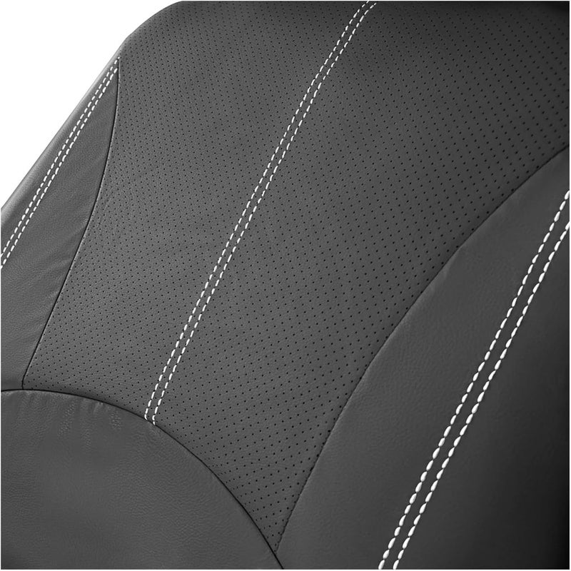 Car Seat Cover Set Breathable PU Vehicle Seat Cushion Full Surround Cover Compatible with Car Full Protection Pad Fit 5-Seat Auto(SN-1702-9PCS-GY) - Image 5