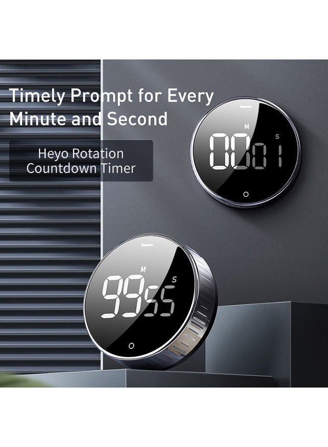 NIBEMINENT Magnetic Heyo Rotation Countdown Timer Kitchen LCD Digital Timer, Good Timing Helper for Home and Work Scenarios Black 7.80x7.80x2.75cm - Image 5