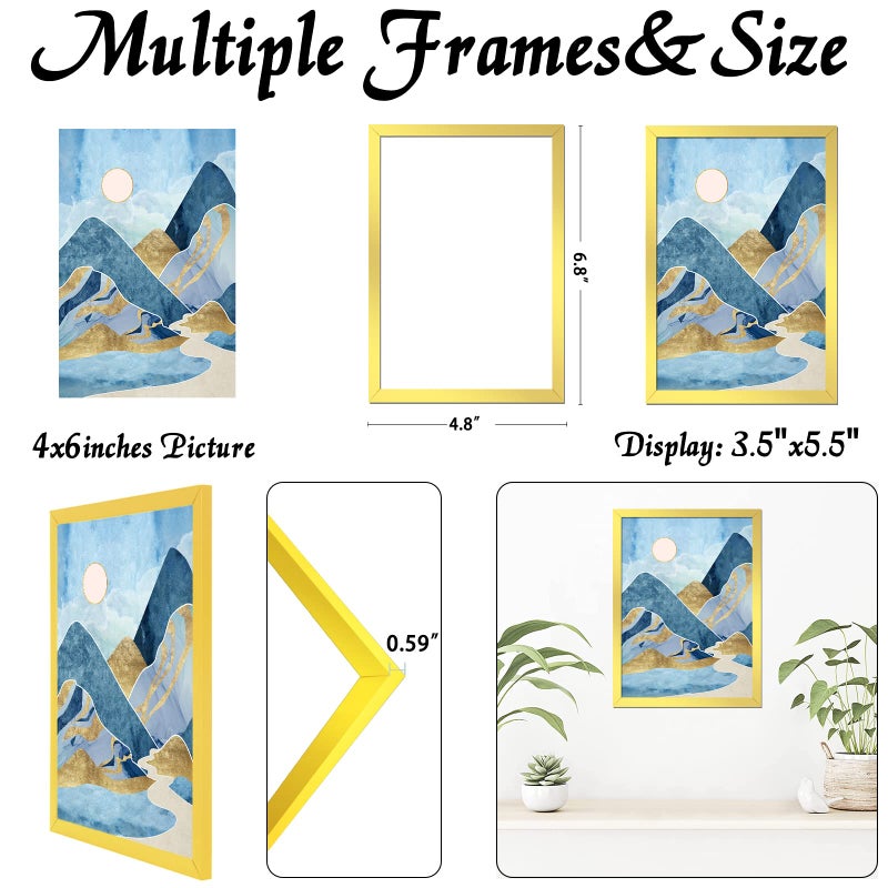 keibiubu Gold Picture Frame  8x11 Picture Frame for Photo Poster Canvas Certificate Document Display Horizontally or Vertically High Transparent Wall Gallery(Size 8 x 11 inches) - Image 3
