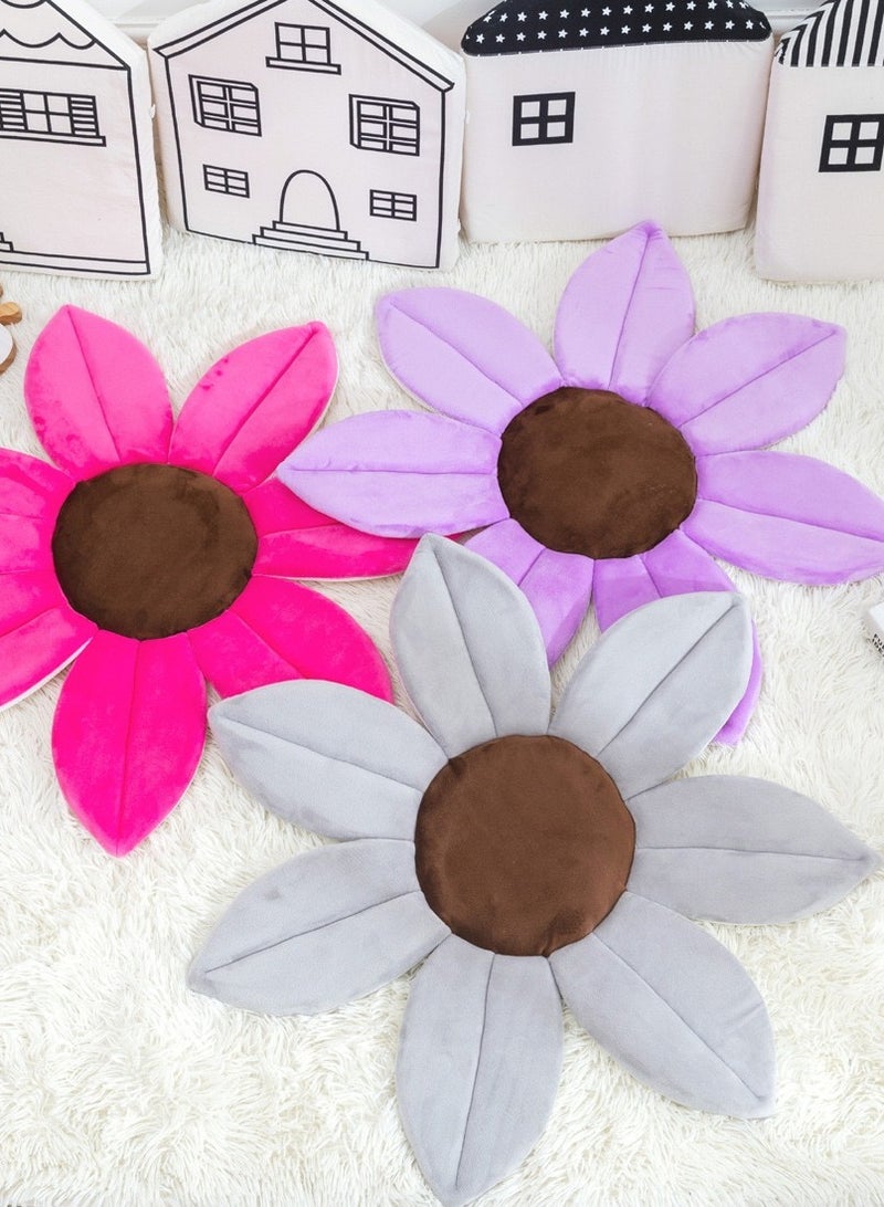 Beauenty Incredibly Soft Floral Foam Bath Mat Lightweight Portable For Kids Grey - Image 3