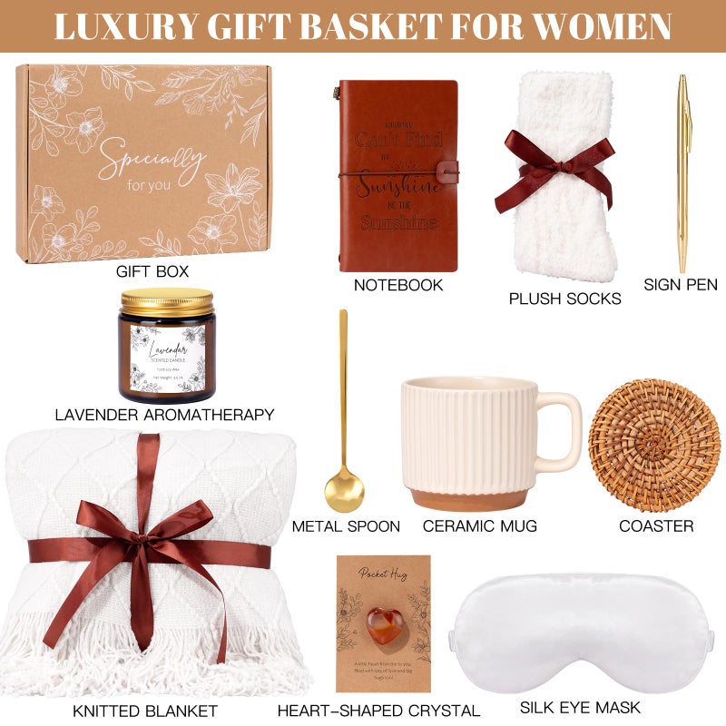 Suhctuptx Valentines Day Gifts for Her, Care Package for Women Birthday Gifts, Get Well Soon Gift Baskets for Woman, Relaxing Self Care Gift Basket for Mom Friends Sisters Girls Motherâ€™s Day, Valentineâ€™s Day - Image 2