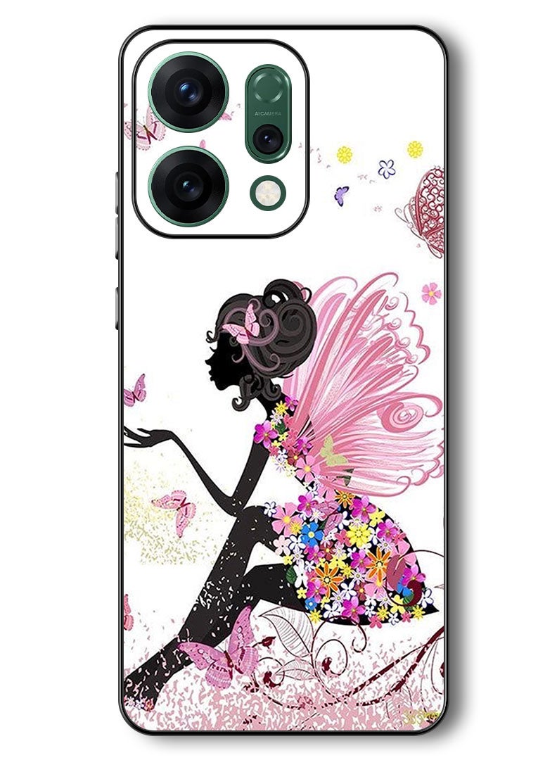 Theodor Case Compatible with Oppo Reno 14 6.59 Inch Protection Shockproof Bumper Cover Butterfly Girl - Image 1