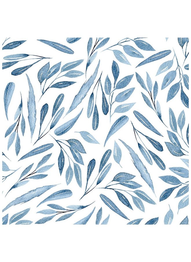 HAOKHOME 93199 Boho Peel And Stick Wallpaper Blue Branches Leaves Removable Vinyl Self Adhesive Contact Paper 17.7In X 9.8Ft  - Image 1