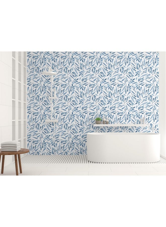 HAOKHOME 93199 Boho Peel And Stick Wallpaper Blue Branches Leaves Removable Vinyl Self Adhesive Contact Paper 17.7In X 9.8Ft  - Image 4