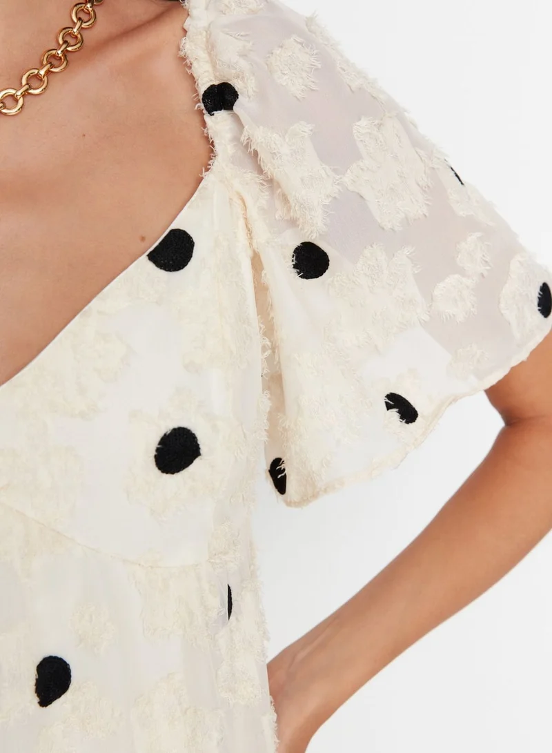 trendyol Polka Dot Tiered Skater Dress