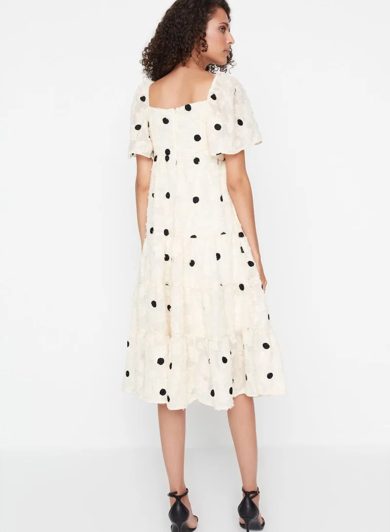 trendyol Polka Dot Tiered Skater Dress