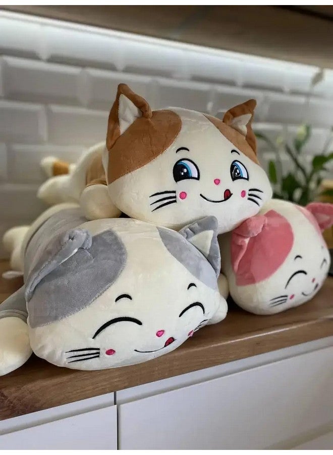 تيكلز وسادة قطة نائمة محشوة ناعمة من تيكلز للأطفال الأولاد والبنات (الحجم: 45 سم، اللون: أبيض وبني) - Image 4