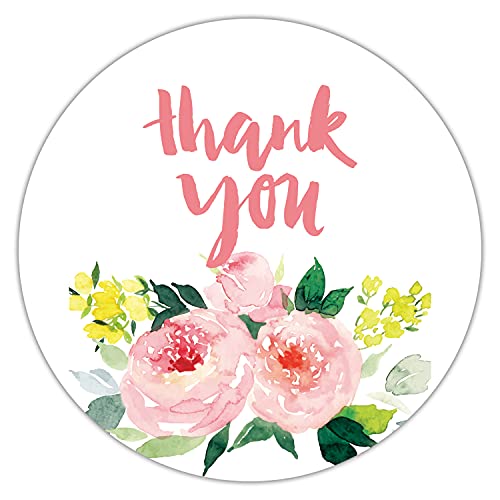 EKSPLODI Pink Flower Thank You Stickers, 2 inch 50PCS Self-Adhesive Thank You Labels Great for Wedding, Small Business, Bakeries, Handmade Goods, Birthday Party Favors Labels & Mailing Supplies. - Image 1