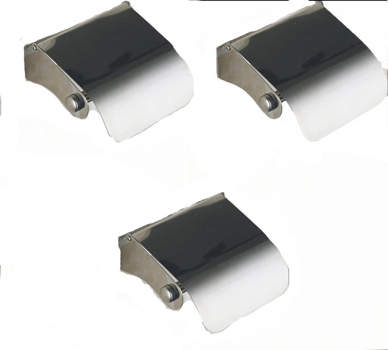MLD MLD TPSH006 Toilet Paper Holder Tissue Holder Roll Paper Holder Box Durable Bathroom Accessories (Material- Stainless Steel, Silver) Pack of -3 - Image 1