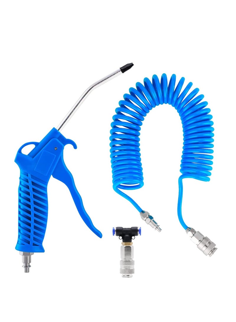 Excefore Air Blow Gun with 6 Metre Recoil Hose,  PU Spring Tube Dust Gun Set, Blower Dust Removal Spiral Expansion Pipe, Duster Cleaning Gun Quick Connects Cleaning Kit for Truck Cab Gas Storage Tank - Image 1