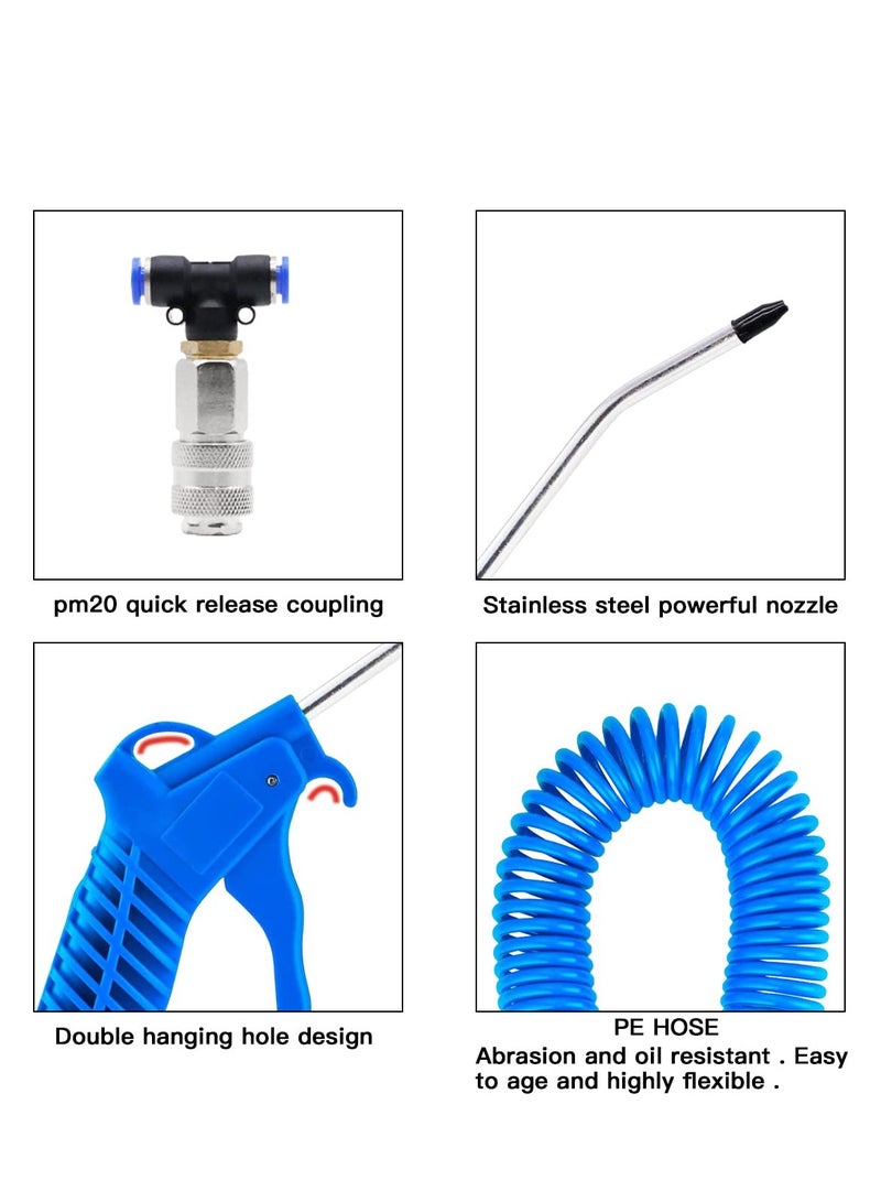 Excefore Air Blow Gun with 6 Metre Recoil Hose,  PU Spring Tube Dust Gun Set, Blower Dust Removal Spiral Expansion Pipe, Duster Cleaning Gun Quick Connects Cleaning Kit for Truck Cab Gas Storage Tank - Image 2
