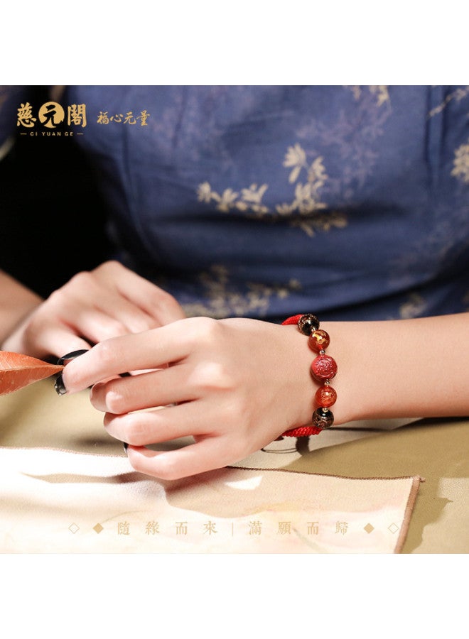 فور أربعة جبال شهيرة من سوار الخرز المزجج للأبراج الصينية بحبل أحمر، سوار هدايا unisex للزوجين - Image 4