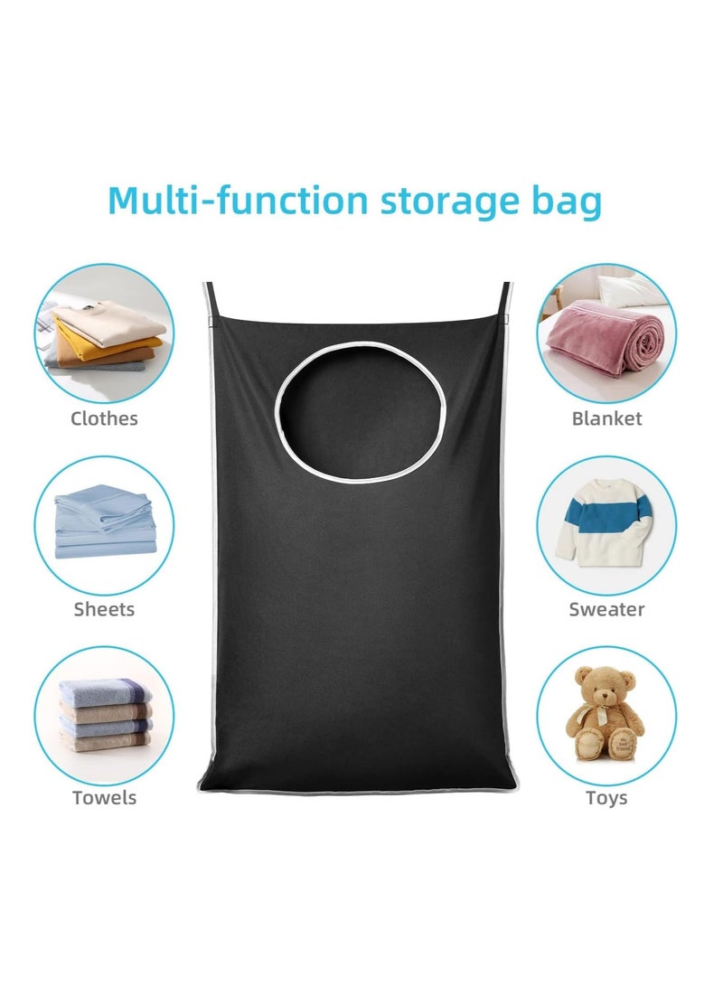 SYOSI Door Hanging Laundry Bag Collapsible Hanging Hamper Bag with Large Opening for Whole Family Dirty clothes Large Size Hanging Laundry Bag Clothes Storager for Space Saving Large Laundry Organizer Bag  - Image 2
