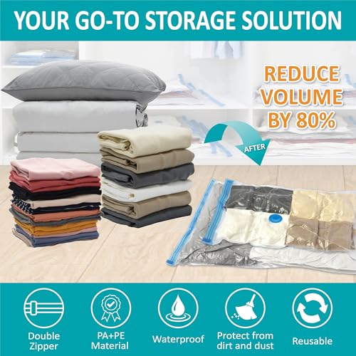 Cozy Essential 35 Pack Space Saver Bags (5 Jumbo/6 Large/6 Medium/6 Small/6 Roll-M/6 Roll-S) Compression Storage Bags for Comforters and Blankets, Vacuum Sealer Bags for Clothes Storage, Hand Pump Included - Image 2