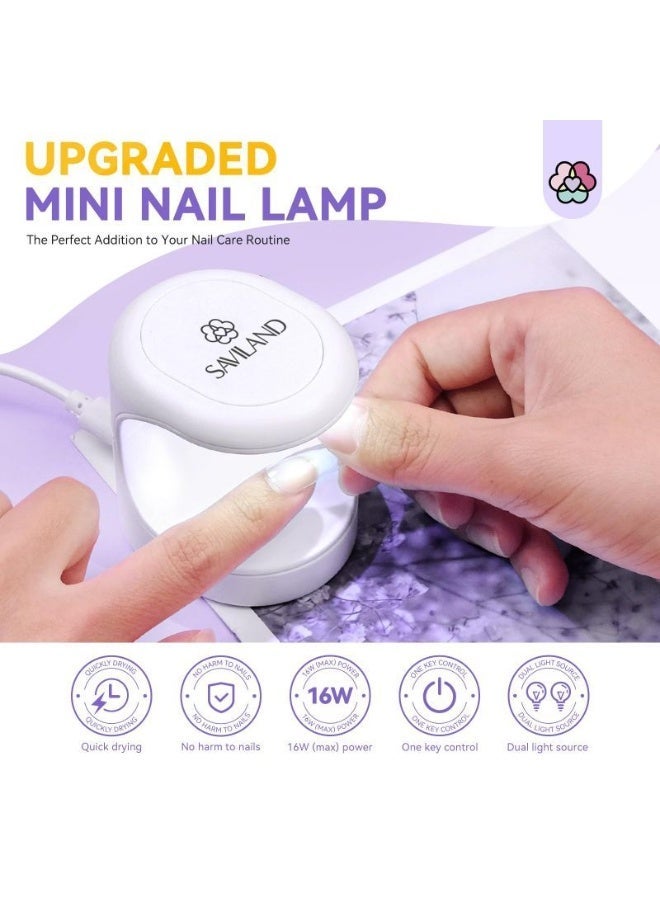 سافي لاند مصباح أظافر ميني UV/LED - مجفف أظافر محمول بقوة 16 واط لطلاء الجل، بوليمر جل وصمغ الأظافر، مصباح معالجة احترافي مدمج للاستخدام المنزلي وأثناء السفر. - Image 1