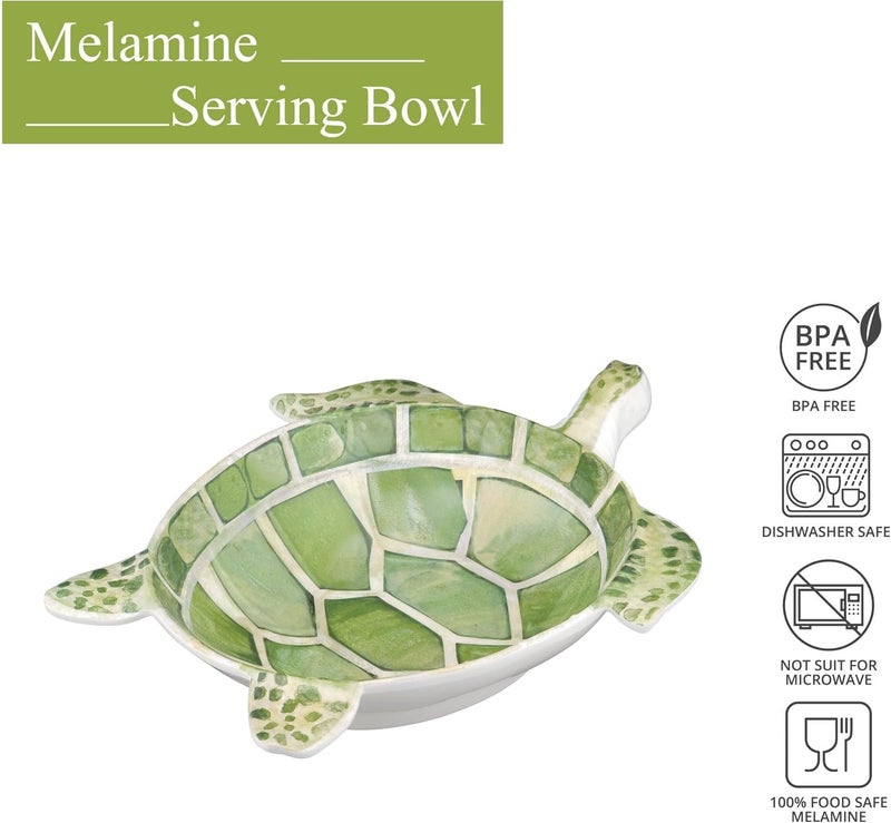 UPware Sea Turtle Shaped Melamine Bowls  Ocean Theme BPAFree Dishwasher Safe for Pasta Salad Snacks and Fruit Green 10 x 775 Inch Set of 4 - Image 2