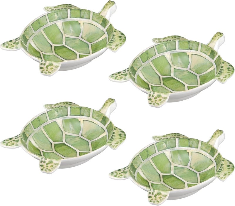 UPware Sea Turtle Shaped Melamine Bowls  Ocean Theme BPAFree Dishwasher Safe for Pasta Salad Snacks and Fruit Green 10 x 775 Inch Set of 4 - Image 3