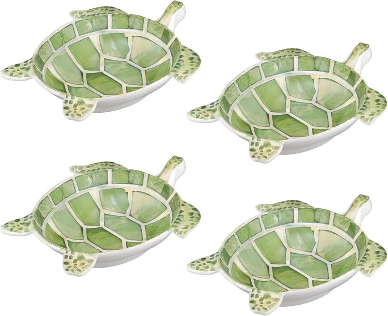 UPware Sea Turtle Shaped Melamine Bowls  Ocean Theme BPAFree Dishwasher Safe for Pasta Salad Snacks and Fruit Green 10 x 775 Inch Set of 4 - Image 4