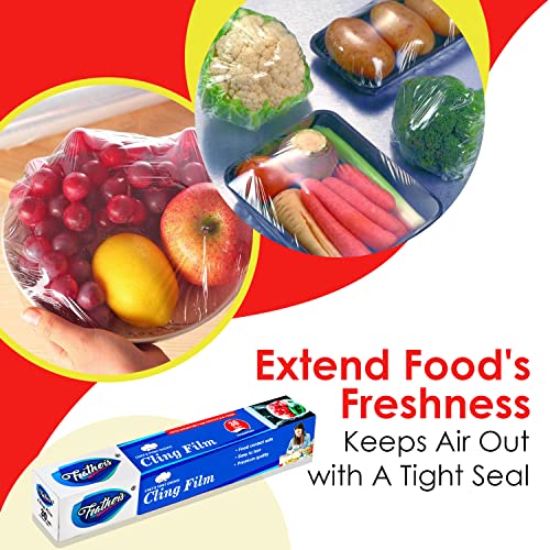 Feather's Feather’s Cling Film Food Wrap | Biodegradable | Multipurpose Food Wrapper | Eco-Friendly | Food Grade Quality for Sandwich, Fruit, Rolls, Lunch | Non-Stick | Microwave Safe (Pack of 1, 30m) - Image 3