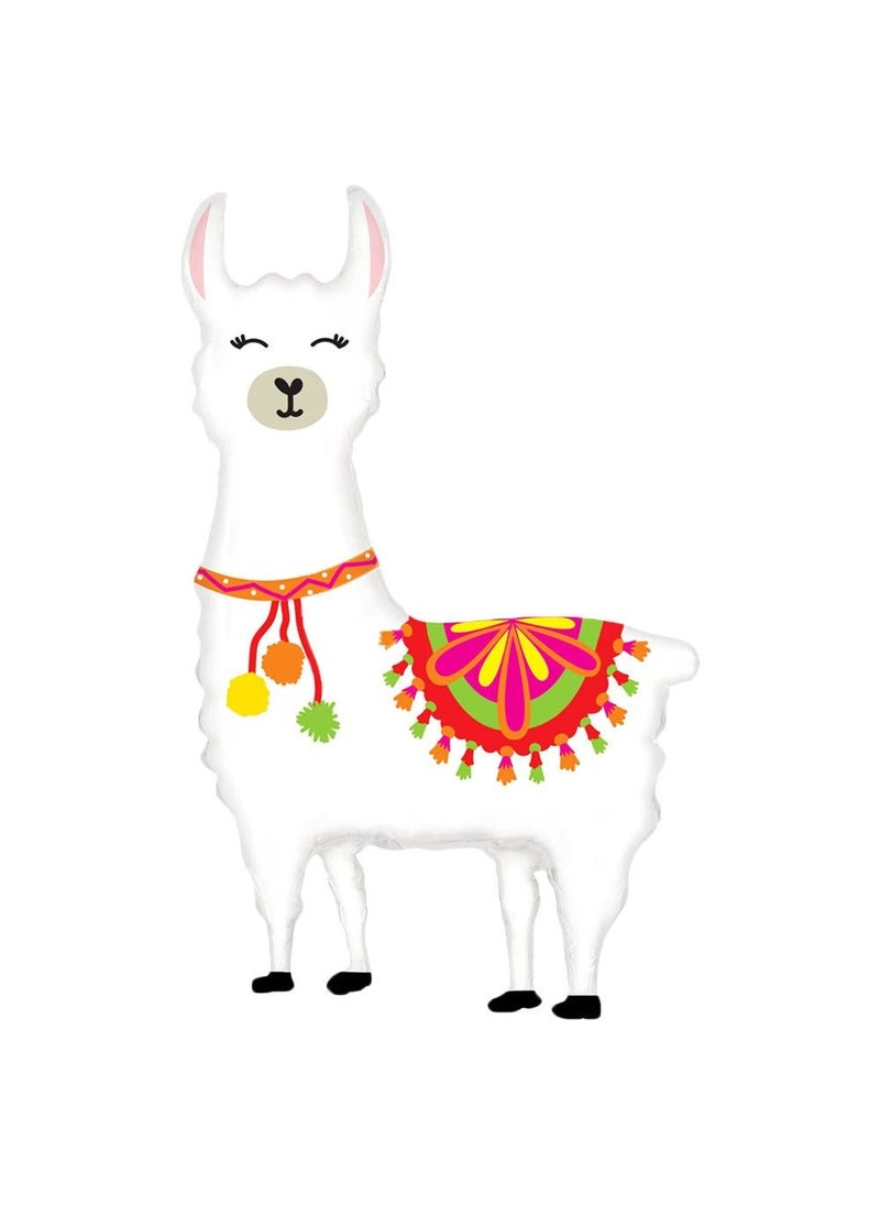 Llama Animal Foil Balloon White Multicolor 114cm