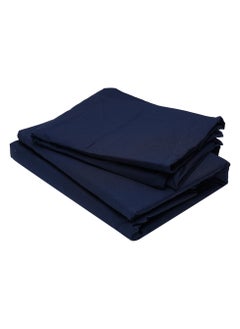 Home-Tex Design 3 Piece Hometex Design King Size Dyed Flat Sheet Set Navy Blue - 1 Flat Sheet (240x260 cm) + 2 Pillow Covers (50x75 cm)  - Image 3