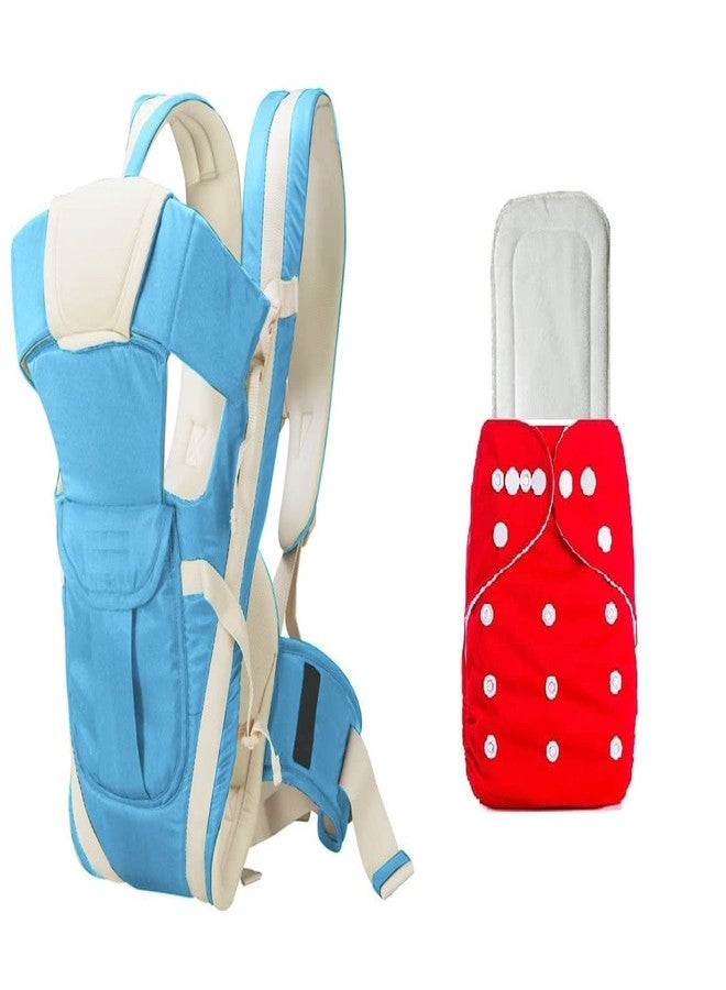 Antil's Sky Blue Baby Carrier Bag & Washable/Reusable Baby Diaper with 5 Layer Insert White Combo