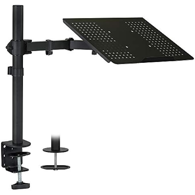 rayihni LAPTOP DESK MOUNT, FULL MOTION LAPTOP ARM WITH VENTED TRAY, HEAVY-DUTY ADJUSTABLE NOTEBOOK EXTENSION ARM UP TO 17 INCH WITH C-CLAMP AND GROMMET BASE - Image 3