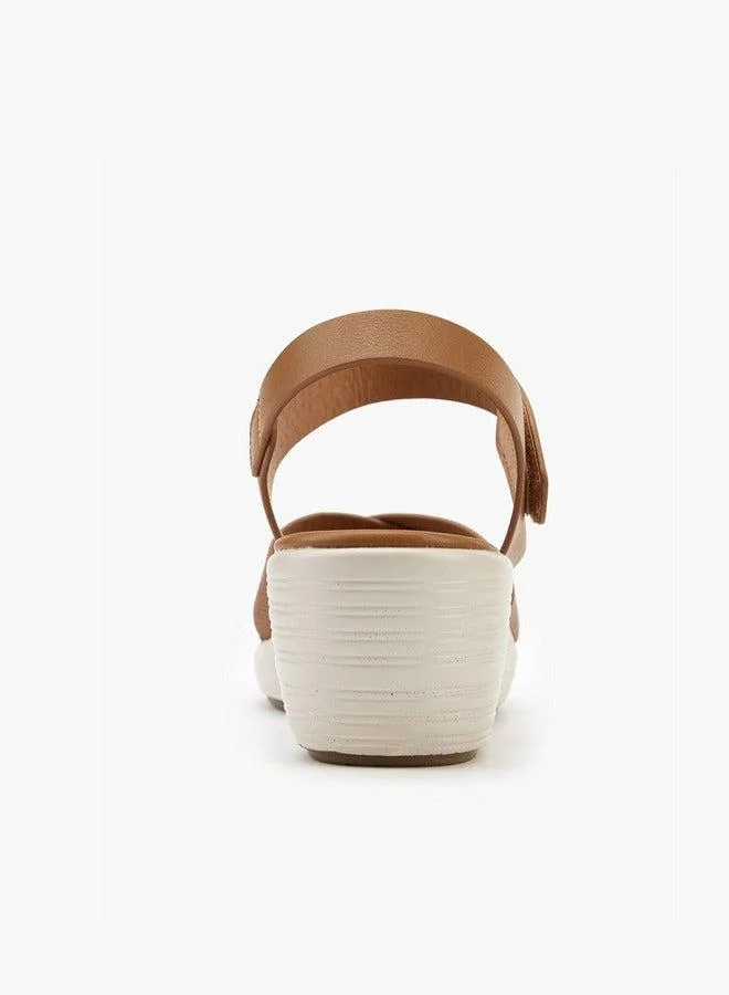 Flora Bella By Shoexpress Cross Strap Solid Sandals with Hook and Loop Closure