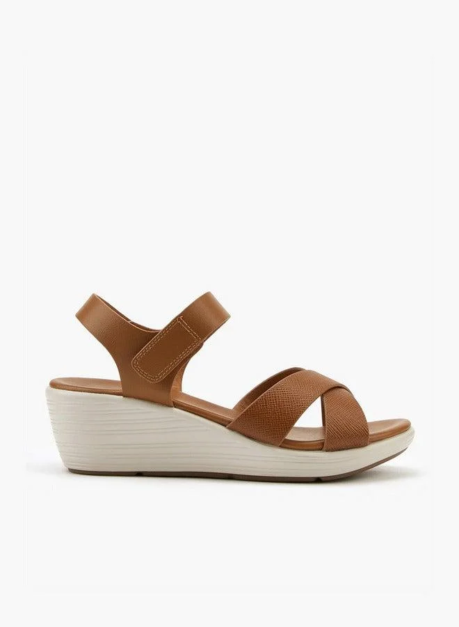 Flora Bella By Shoexpress Cross Strap Solid Sandals with Hook and Loop Closure