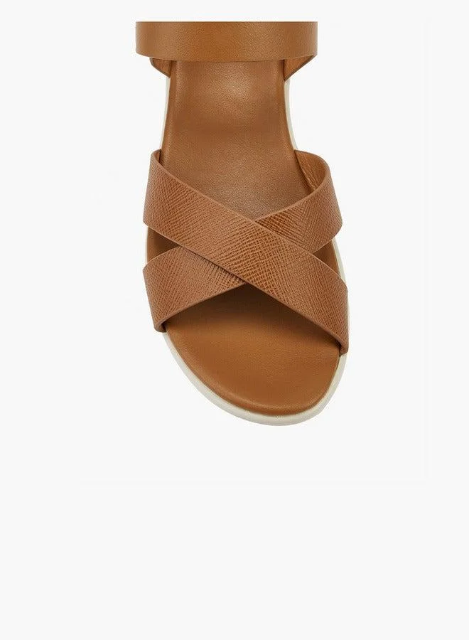 Flora Bella By Shoexpress Cross Strap Solid Sandals with Hook and Loop Closure