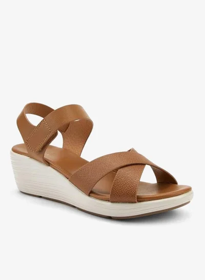Flora Bella By Shoexpress Cross Strap Solid Sandals with Hook and Loop Closure
