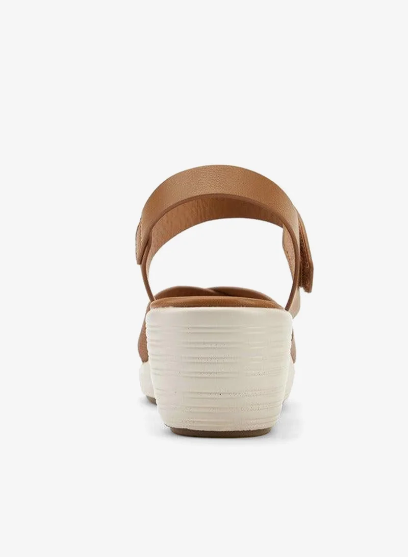 Flora Bella By Shoexpress Cross Strap Solid Sandals with Hook and Loop Closure