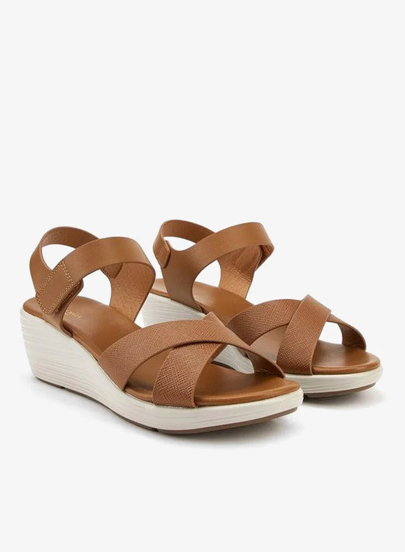 Flora Bella By Shoexpress Cross Strap Solid Sandals with Hook and Loop Closure