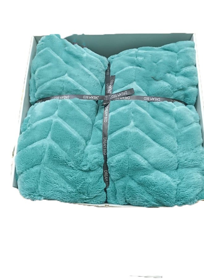 PACHA HOME Lala model comforter- with 2 pillowcases 50cm x 75cm + comforter 220cm x 240cm - Color: Aqua - Image 2