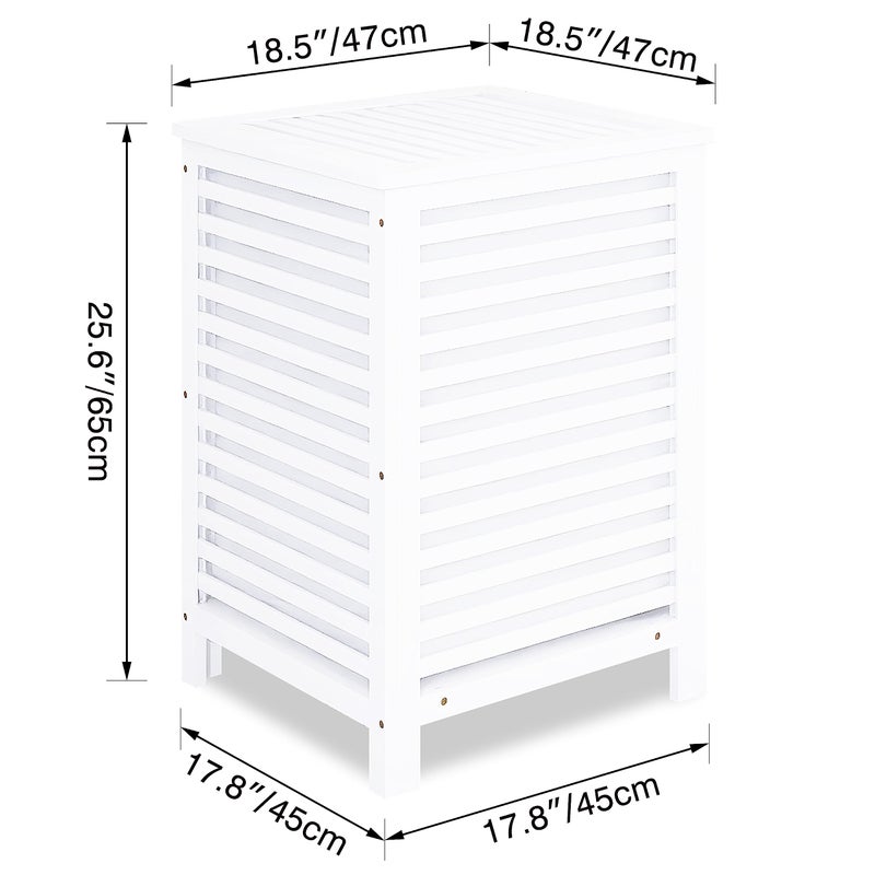 SMIBUY Double Laundry Hamper with Lid, 120L Bamboo Laundry Basket with Removable Liner Bag, 2-Section Clothes Divider Laundry Sorter for Laundry Room, Bathroom, Bedroom (White) - Image 3