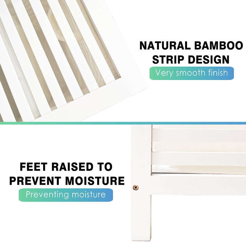 SMIBUY Double Laundry Hamper with Lid, 120L Bamboo Laundry Basket with Removable Liner Bag, 2-Section Clothes Divider Laundry Sorter for Laundry Room, Bathroom, Bedroom (White) - Image 5