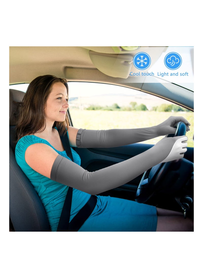 SYOSI 2Pairs Women UV Long Sun Protection Gloves, Touchscreen Arm Sun Driving Gloves UPF 50+ for Outdoor Sports Cycling Summer Supplies,  Long Sleeves Cover Up Sleeves to Cover Arm Sleeves Cooling - Image 2