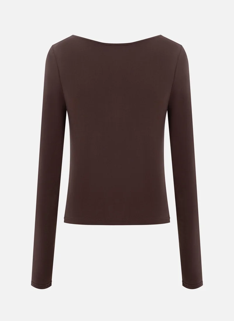 Lichi Jersey longsleeve with gathers at the shoulder and waist
