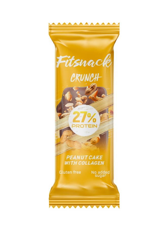Fitsnack Crunch Peanut Cake Flavor Crunchy Protein Bar with Caramel, 27% Protein, No Added Sugar, Protein Snack Bar - Image 1