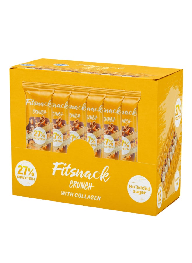 Fitsnack Crunch Peanut Cake Flavor Crunchy Protein Bar with Caramel, 27% Protein, No Added Sugar, Protein Snack Bar - Image 3